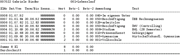 Ausgabe Personalkartei